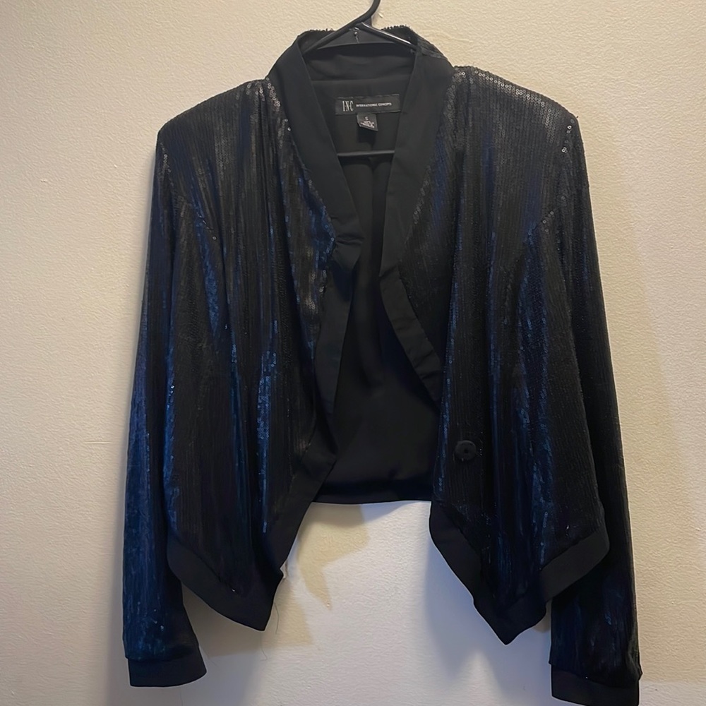 INC (international concept) Black Sequin Blazer size small